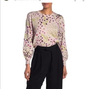 Joie verna cashmere balloon sleeve sweater floral purple